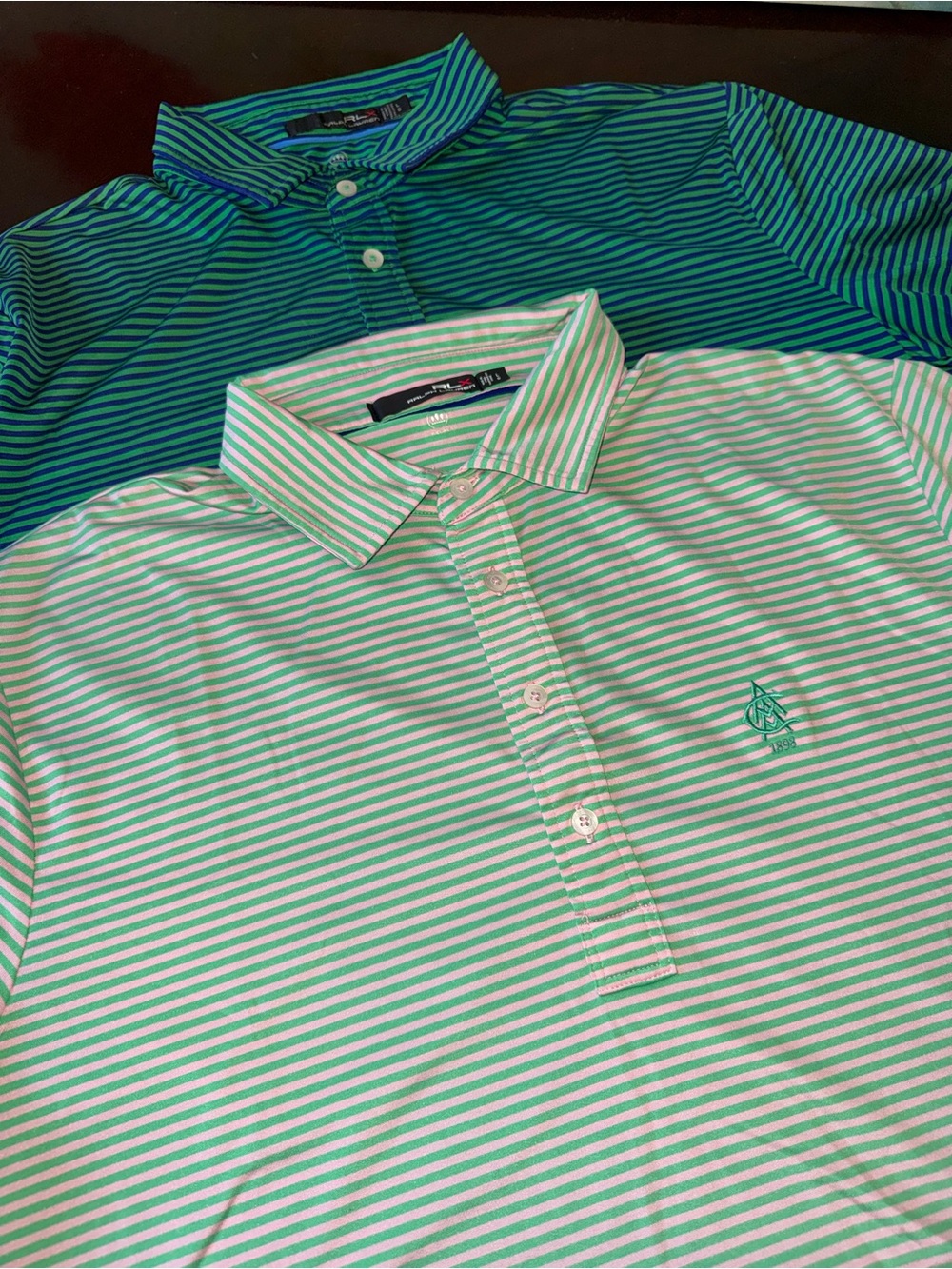 RLX Ralph Lauren - Lot of 2 Wicking Golf Polo Colorful Stripe Shirt Size Large